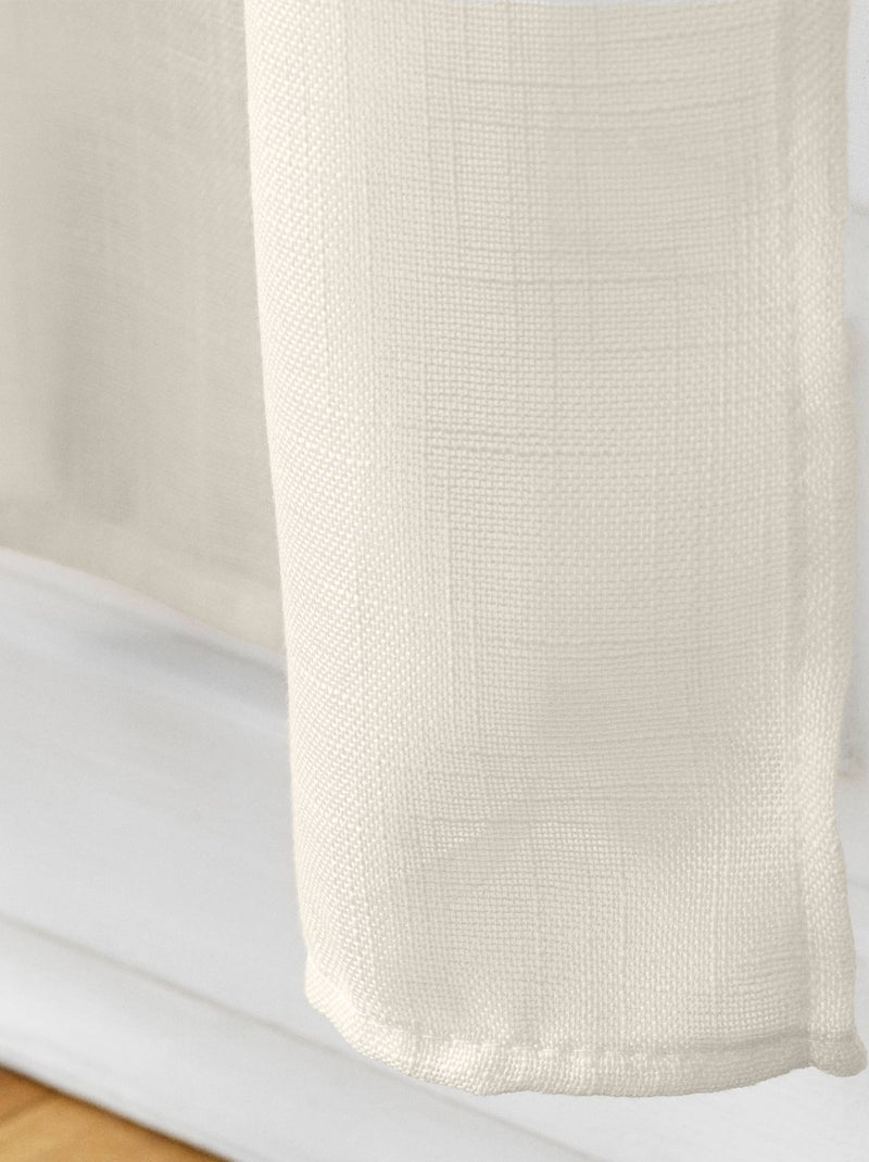 Paire de Voilages Haltona Blanc  - Effet Lin Tissé Bois naturel - Kiabi
