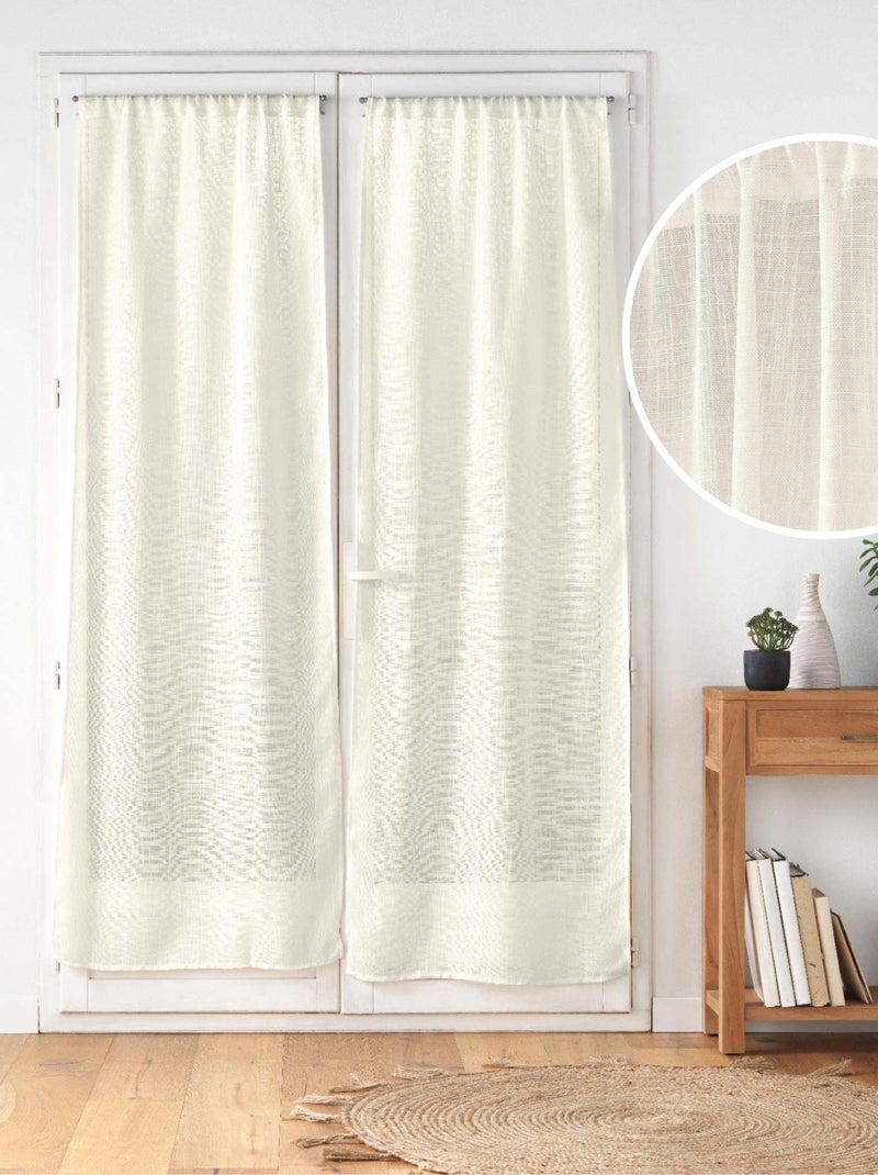Paire de Voilages Haltona Blanc  - Effet Lin Tissé Bois naturel - Kiabi