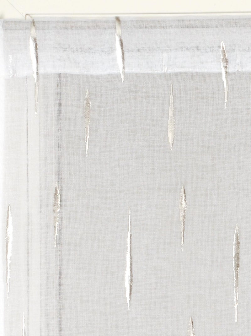Paire de voilages impression "métal", vitrage finition passe-tringle. Blanc - Kiabi