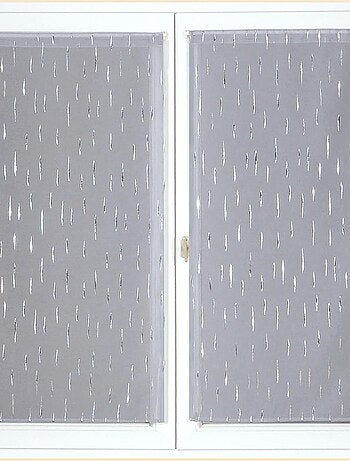 Paire de voilages impression "métal", vitrage finition passe-tringle.