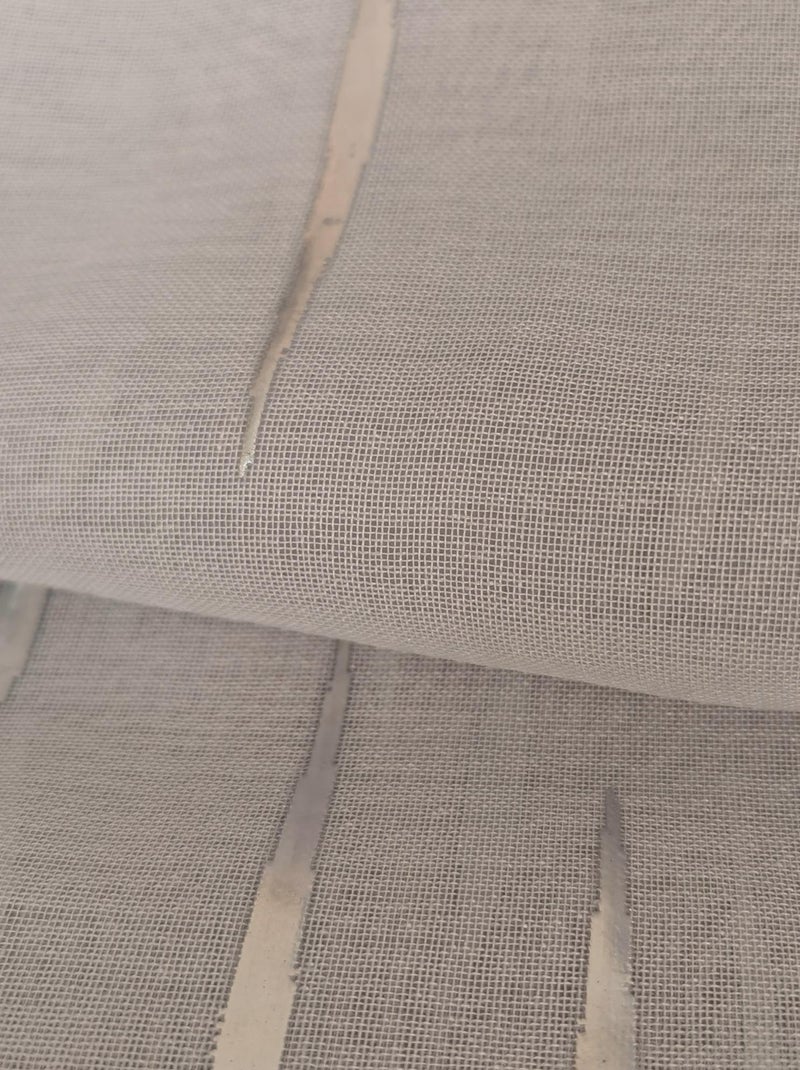 Paire de voilages impression "métal", vitrage finition passe-tringle. Gris Argenté - Kiabi