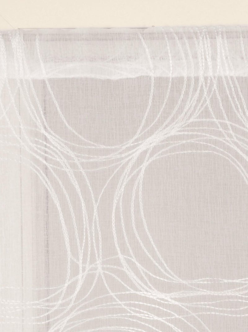 Paire de Voilages imprimé cercle, finition passe-tringle, vitrages. Blanc - Kiabi