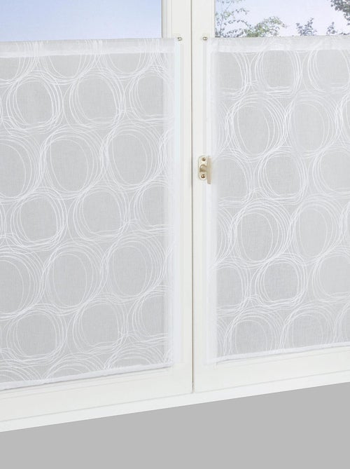 Paire de Voilages imprimé cercle, finition passe-tringle, vitrages. - Kiabi