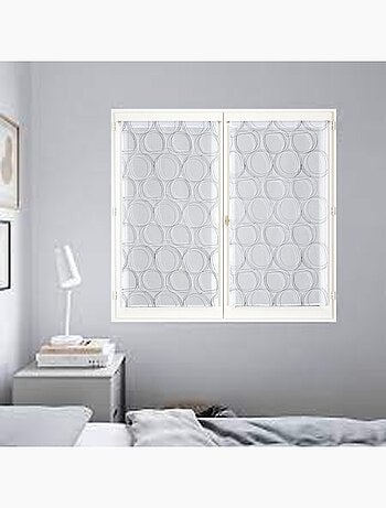 Paire de Voilages imprimé cercle, finition passe-tringle, vitrages.