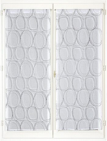 Paire de Voilages imprimé cercle, finition passe-tringle, vitrages.