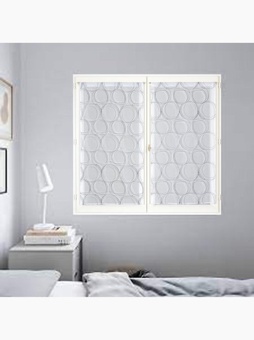 Paire de Voilages imprimé cercle, finition passe-tringle, vitrages. - Kiabi