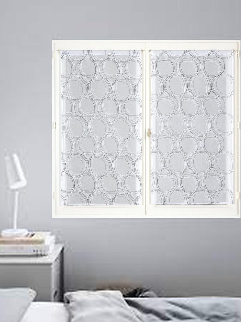 Paire de Voilages imprimé cercle, finition passe-tringle, vitrages. Gris Argenté - Kiabi