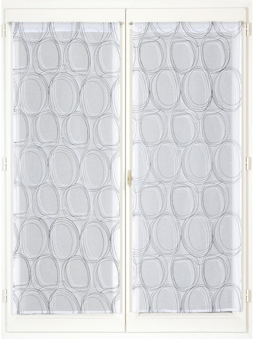 Paire de Voilages imprimé cercle, finition passe-tringle, vitrages. - Kiabi