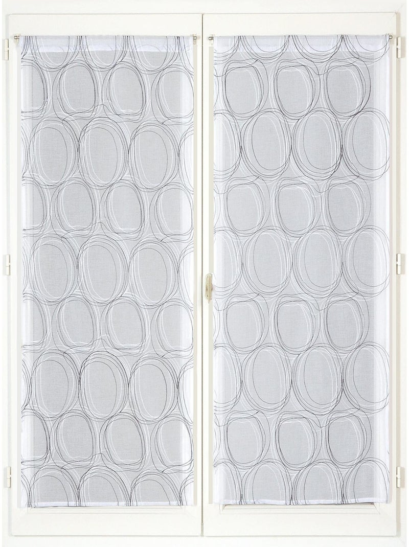 Paire de Voilages imprimé cercle, finition passe-tringle, vitrages. Gris Argenté - Kiabi