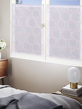 Paire de Voilages imprimé cercle, finition passe-tringle, vitrages.