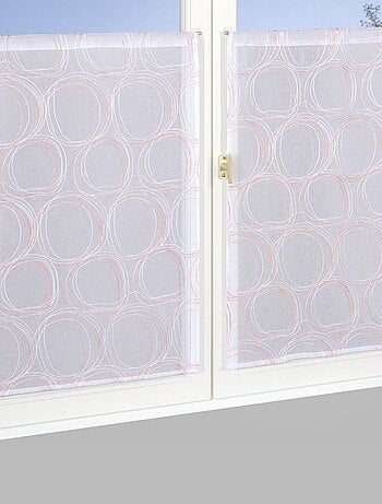 Paire de Voilages imprimé cercle, finition passe-tringle, vitrages.