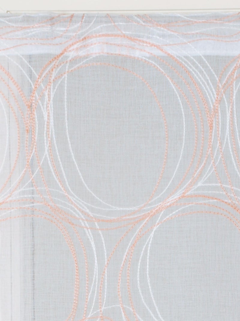 Paire de Voilages imprimé cercle, finition passe-tringle, vitrages. Orange corail - Kiabi