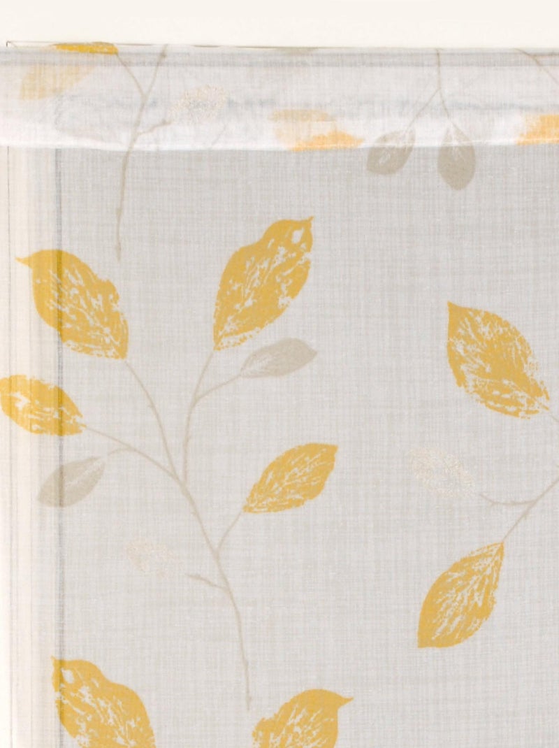 Paire de voilages imprimé feuille finition passe-tringle, vitrages. Blanc Jaune - Kiabi