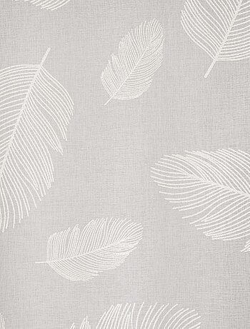 Paire de voilages imprimé feuille, vitrage finition passe-tringle.