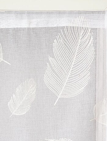 Paire de voilages imprimé feuille, vitrage finition passe-tringle.