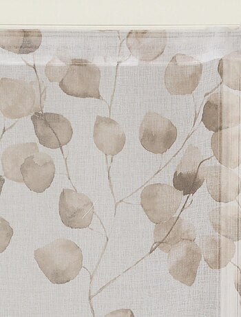 Paire de Voilages Imprimé Feuilles, finition passe-tringle, vitrages.