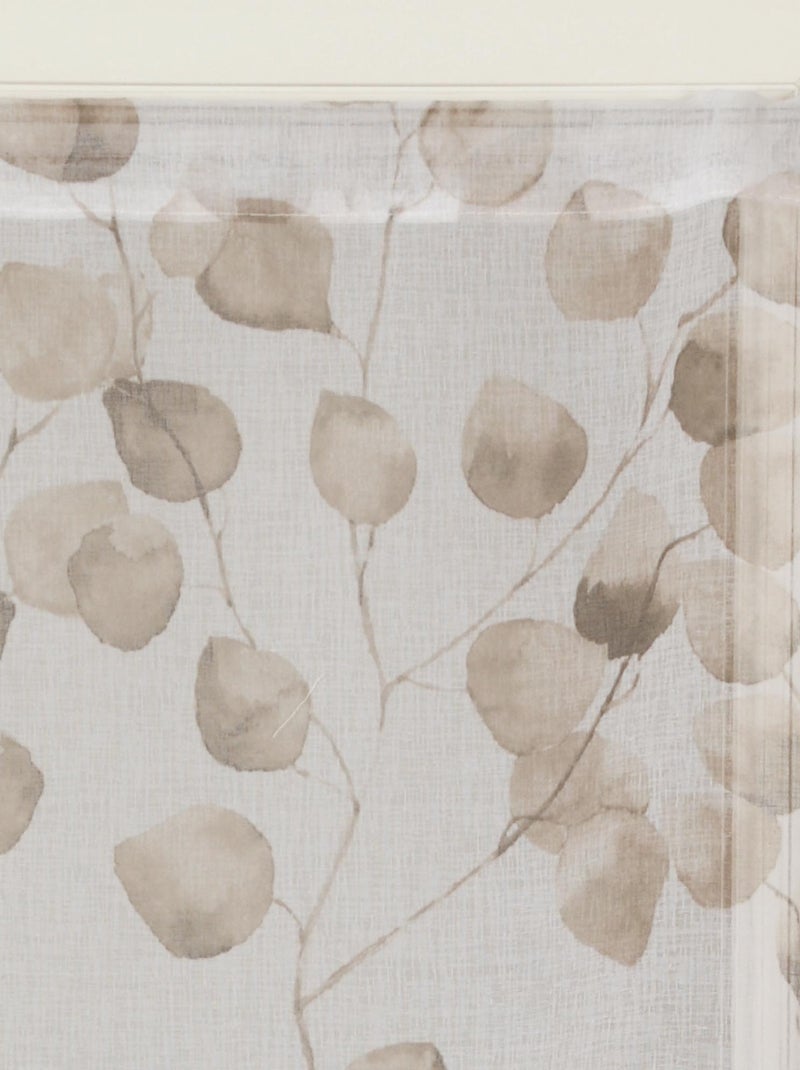 Paire de Voilages Imprimé Feuilles, finition passe-tringle, vitrages. Beige - Kiabi