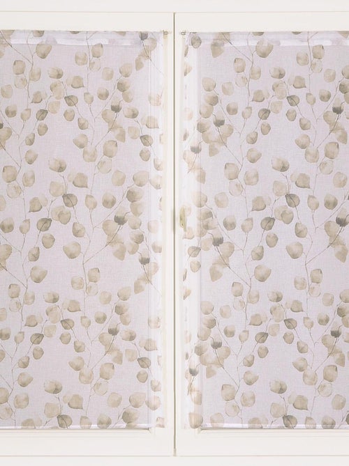 Paire de Voilages Imprimé Feuilles, finition passe-tringle, vitrages. - Kiabi