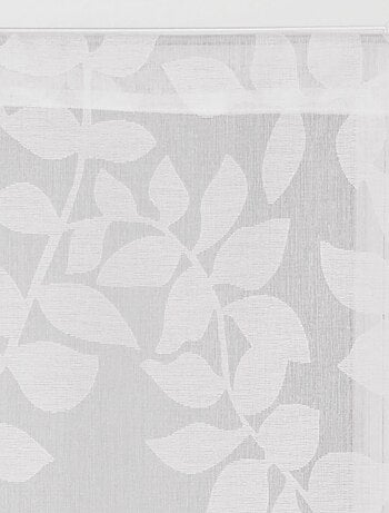 Paire de voilages imprimé feuilles, finition passe-tringle, vitrages.