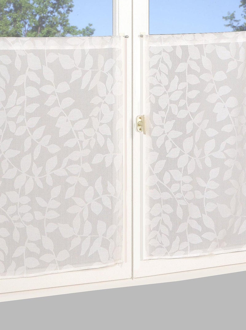 Paire de voilages imprimé feuilles, finition passe-tringle, vitrages. Beige - Kiabi