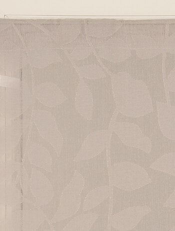 Paire de voilages imprimé feuilles, finition passe-tringle, vitrages.