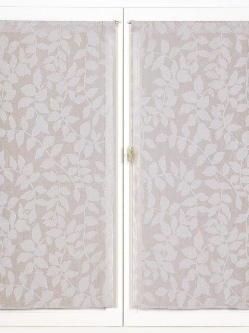 Paire de voilages imprimé feuilles, finition passe-tringle, vitrages. Beige gris - Kiabi