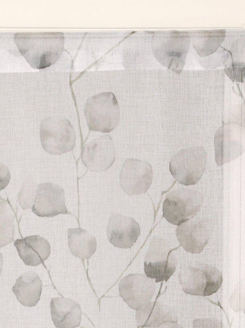 Paire de Voilages Imprimé Feuilles, finition passe-tringle, vitrages. Gris perle - Kiabi