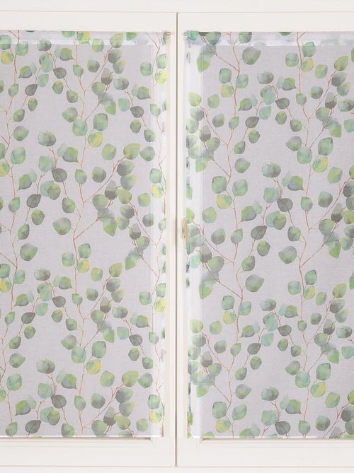 Paire de Voilages Imprimé Feuilles, finition passe-tringle, vitrages. - Kiabi
