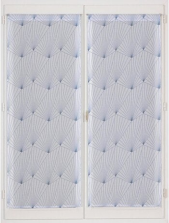Paire de Voilages imprimé géométrique, finition passe-tringle, vitrages.