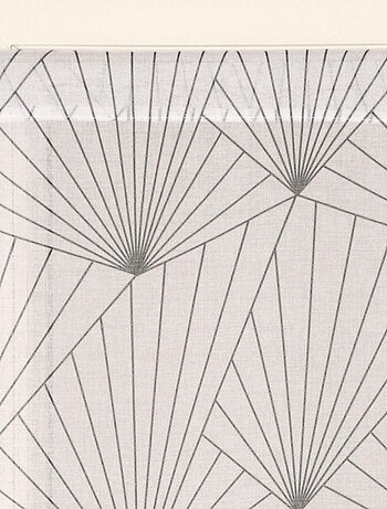 Paire de Voilages imprimé géométrique, finition passe-tringle, vitrages.