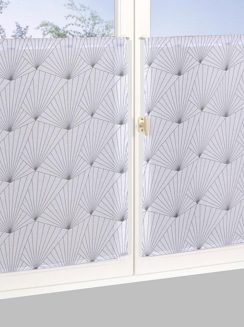 Paire de Voilages imprimé géométrique, finition passe-tringle, vitrages. - Kiabi