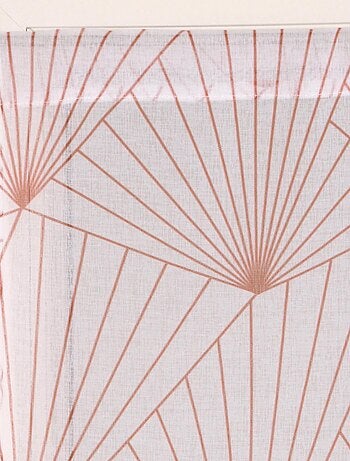 Paire de Voilages imprimé géométrique, finition passe-tringle, vitrages.
