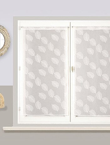 Paire de voilages imprimé gomme, vitrage finition passe-tringle.