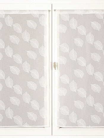 Paire de voilages imprimé gomme, vitrage finition passe-tringle.