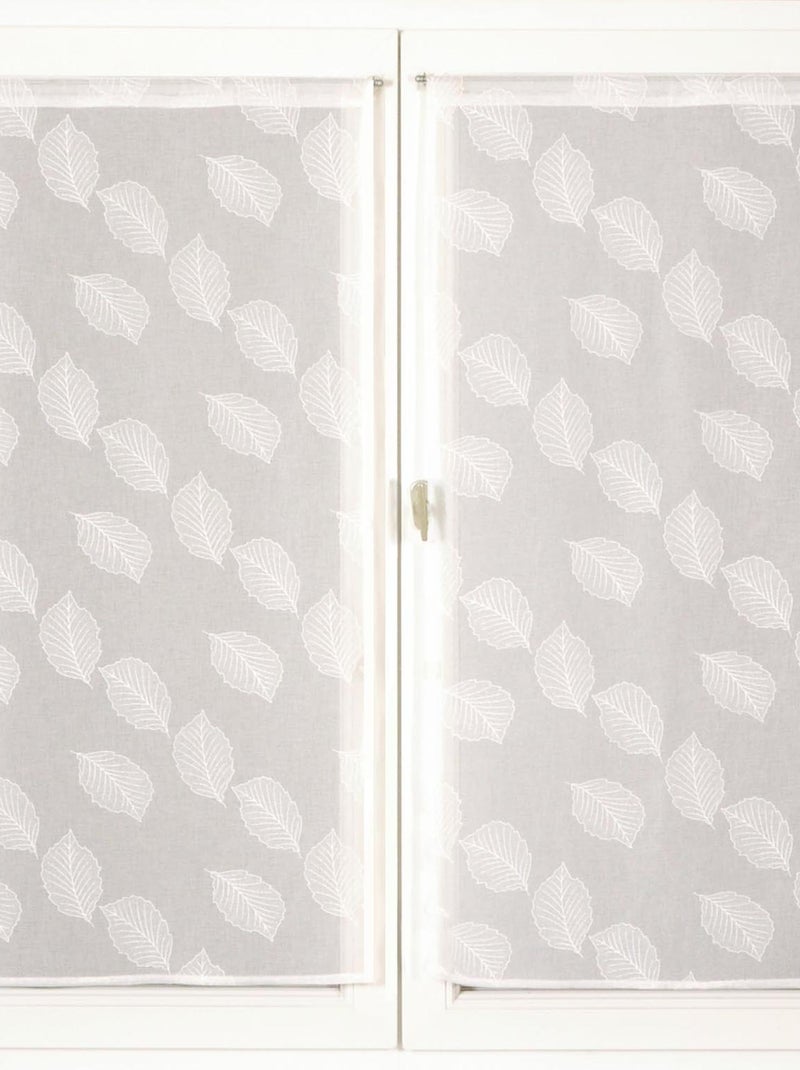Paire de voilages imprimé gomme, vitrage finition passe-tringle. Blanc - Kiabi