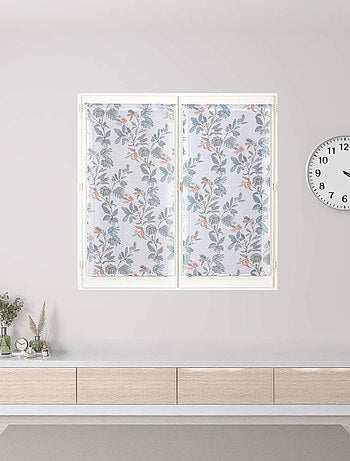 Paire de voilages imprimés, vitrage finition passe-tringle.