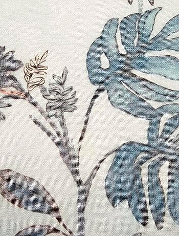 Paire de voilages imprimés, vitrage finition passe-tringle.