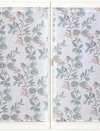 Paire de voilages imprimés, vitrage finition passe-tringle.