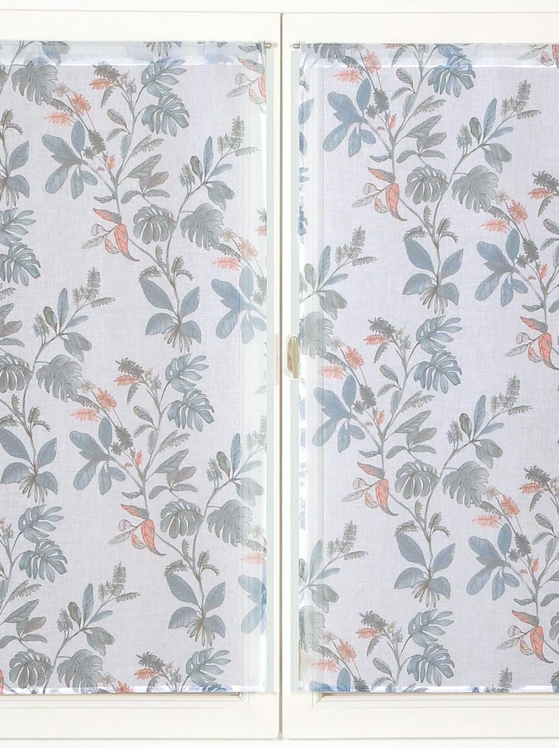 Paire de voilages imprimés, vitrage finition passe-tringle. Bleu - Kiabi