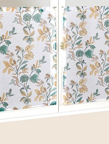 Paire de voilages imprimés, vitrage finition passe-tringle.