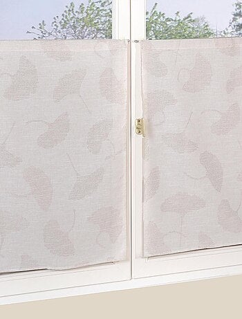 Paire de Voilages Jacquard, fleurs de Ginkgo, finition passe-tringle, vitrages.