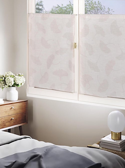 Paire de Voilages Jacquard, fleurs de Ginkgo, finition passe-tringle, vitrages. - Kiabi