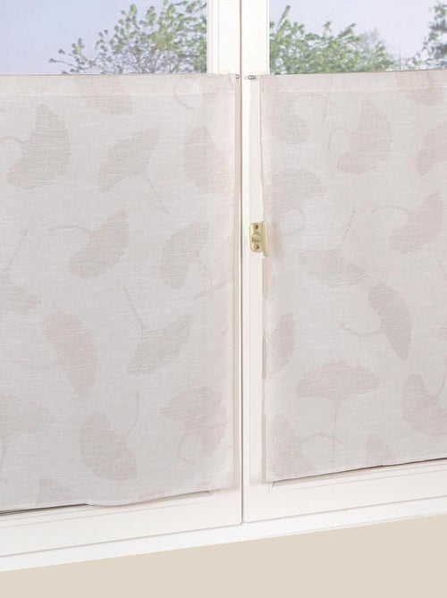 Paire de Voilages Jacquard, fleurs de Ginkgo, finition passe-tringle, vitrages. - Kiabi