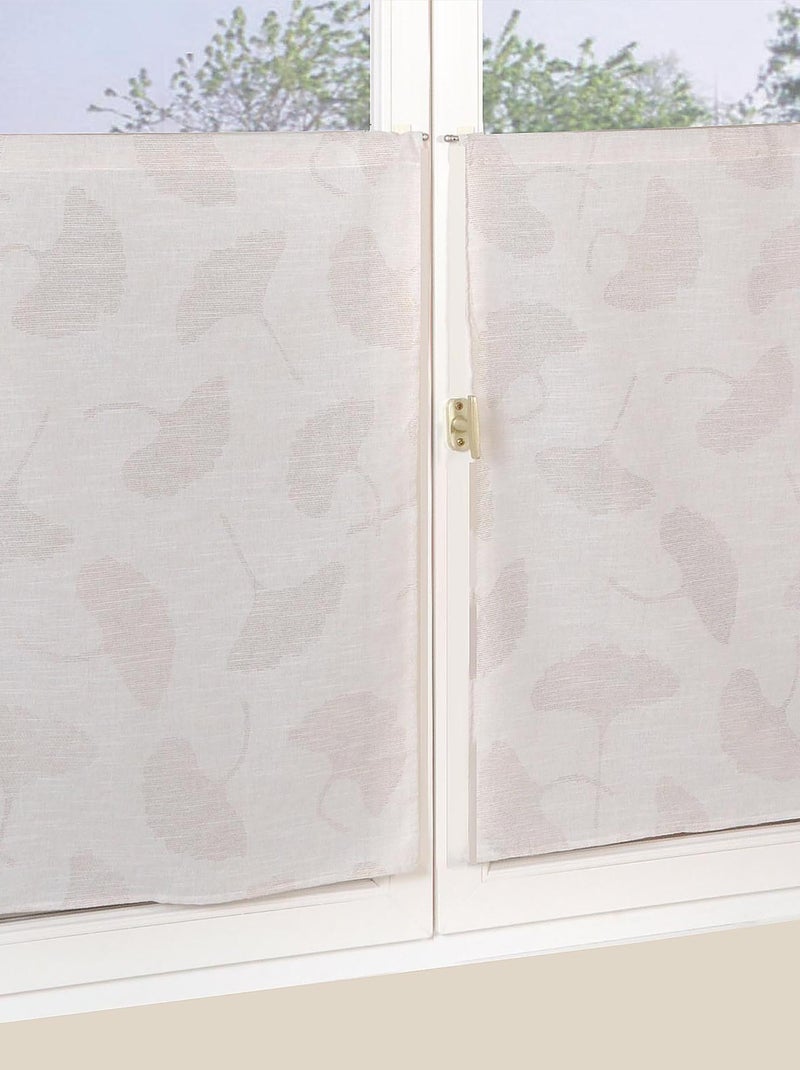 Paire de Voilages Jacquard, fleurs de Ginkgo, finition passe-tringle, vitrages. Beige - Kiabi