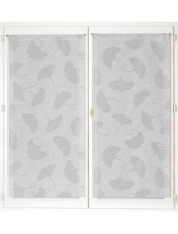 Paire de Voilages Jacquard, fleurs de Ginkgo, finition passe-tringle, vitrages Dylrev