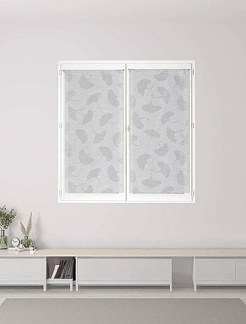 Paire de Voilages Jacquard, fleurs de Ginkgo, finition passe-tringle, vitrages.