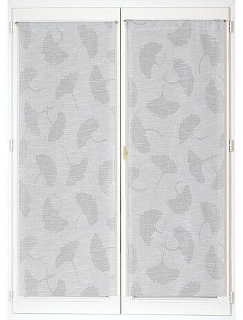 Paire de Voilages Jacquard, fleurs de Ginkgo, finition passe-tringle, vitrages.