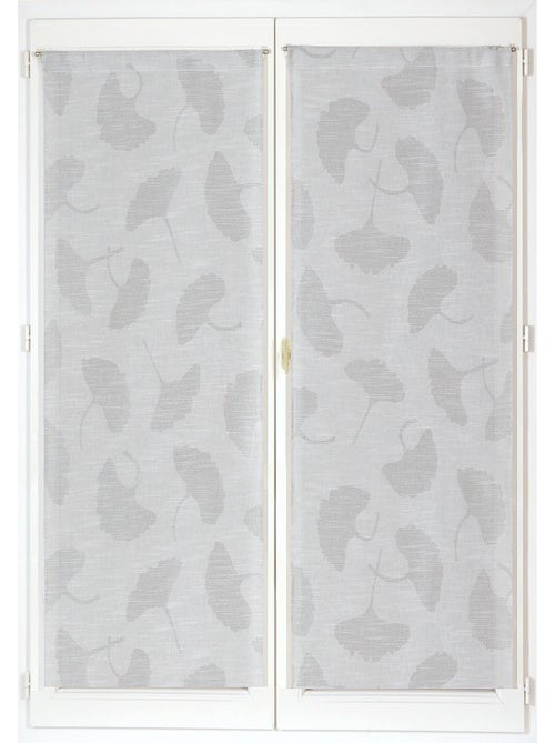 Paire de Voilages Jacquard, fleurs de Ginkgo, finition passe-tringle, vitrages. - Kiabi