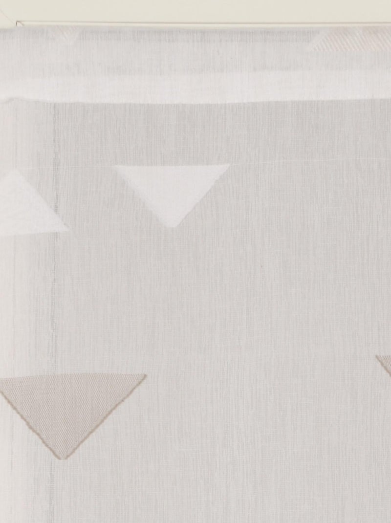 Paire de Voilages Jacquard motifs triangulaire, finition passe-tringle, vitrages. Beige - Kiabi