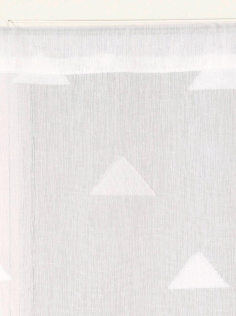 Paire de Voilages Jacquard motifs triangulaire, finition passe-tringle, vitrages. Blanc - Kiabi